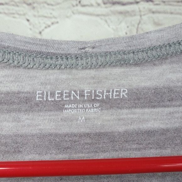 Eileen Fisher Women Super Soft Micro Modal Long Sleeve Tee Gray Stripe Knit Top - Picture 7 of 9